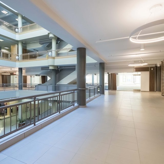 Second floor corridor overlooking the atrium